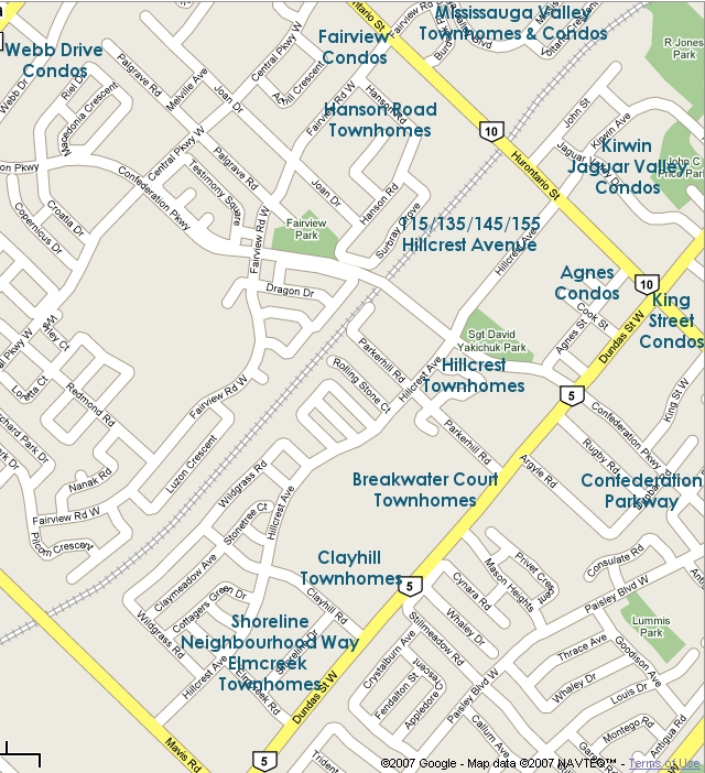 Click this map to see Google Map of Square One Area and South of Square One area Condos