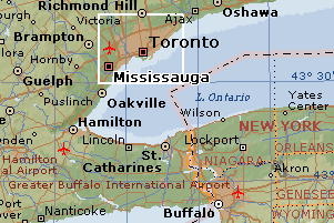 Map of Mississauga and Surrounding areas