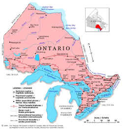 Map of Ontario and Mississauga Area